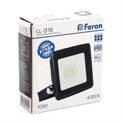 Прожектор светодиодный Feron 285 SMD 10W 6400K IP65 AC220V/50Hz черный с мат. стеклом LL-918 29489 - фото 84628