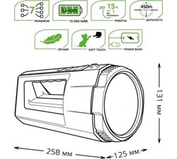 Фонарь GAUSS LED прожекторный 17W 900Lm Li-on 10000mAh диммир. GF702 - фото 85655