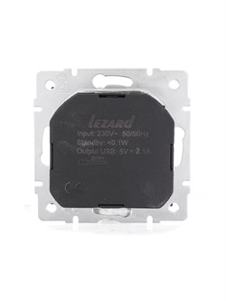 Розетка LEZARD VESNA с/з+USB разъем, чёрная матовая 742-4288-181 (механизм) - фото 85691