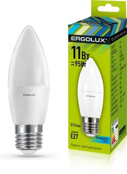 Лампа светодиодная ERGOLUX свеча LED-C35-11W-E27-4500K 13622 - фото 86942
