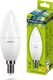 Лампа светодиодная ERGOLUX свеча LED-C35-9W-E14-4500K 13168 - фото 87126