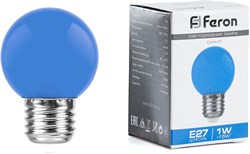 Лампа светодиодная Feron 1W 230V E27 синий LB-37 25118 - фото 87477