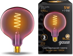 Лампа GAUSS LED Filament G125 5W 190Lm E27 1800К pink flexible 1011802105 - фото 87842