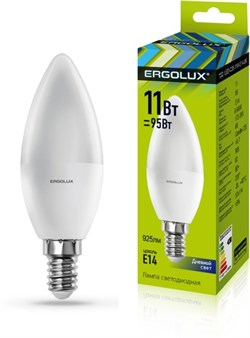 Лампа светодиодная ERGOLUX свеча LED-C35-11W-E14-6500K 13620 - фото 88281