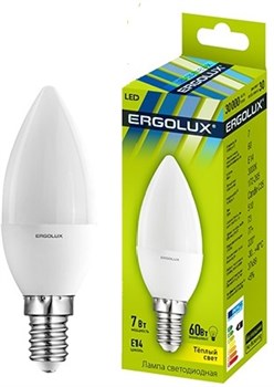 Лампа светодиодная ERGOLUX свеча LED-C35-7W-E14-3000K 12134 - фото 88282