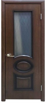 Полотно ЛЕСКОМ дверное Экшпон Неаполь ясень коричневый/черная патина витражное стекло 70 - фото 89636