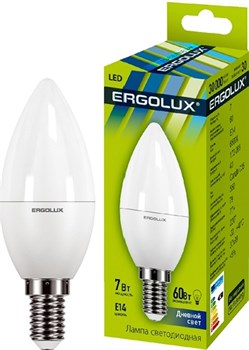 Лампа светодиодная ERGOLUX свеча LED-C35-7W-E14-6500K 12874 - фото 92235