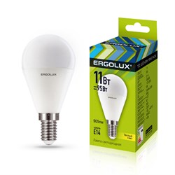 Лампа светодиодная ERGOLUX Шар LED-G45-11W-E14-3K 13627 - фото 92255