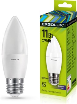 Лампа светодиодная ERGOLUX свеча LED-C35-11W-E27-6500K 13623 - фото 92662