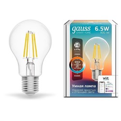 Лампа Gauss светодиодная Smart Home DIM+CCT E27 A60 8,5Вт 1130112 - фото 92731