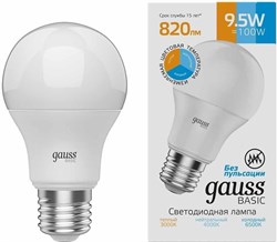 Лампа Gauss LED Basic A60 9.5W E27 3000К-4100K 1023240 (изм. цвет.темп) - фото 92755