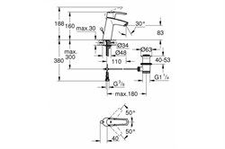 Смеситель GROHE для раковины Start с донным клапаном 23455000 - фото 92888