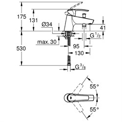 Смеситель GROHE Start 2015 для ванны на бортик 23229001 - фото 92908