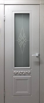 Полотно ЛЕСКОМ дверное Экшпон Элит-Сицилия ясень белый витражное стекло 70 - фото 93214