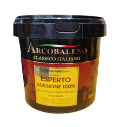 Краска для фасадов и интерьеров РАДУГА Arcobaleno Esperto Adesione 100% база C 0,9 л A124CN09 - фото 94308