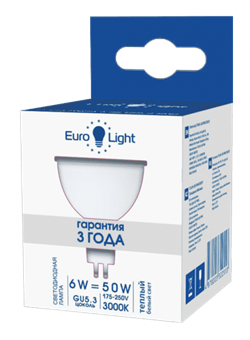 Лампа светодиодная Eurolight El-216-PAR16-6-3 K-GU5.3-SMD - фото 94617