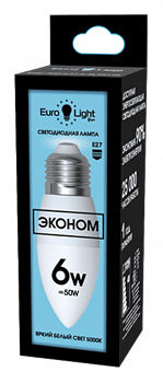 Лампа светодиодная Eurolight ELEC-509-C37-6-5K-E27-FR - фото 94802