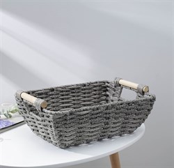 Корзина Лоза для хранения, плетеная, с ручками, 38*27*14см, серый 7086141 - фото 95278
