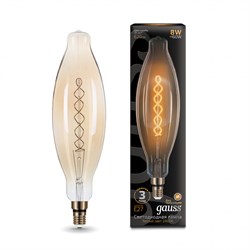 Лампа Gauss LED Filament BT120 E27 8W Golden flexible 2400K 156802008 - фото 95361