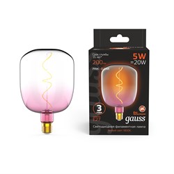 Лампа Gauss LED Filament V140 5W E27 Pink-clear flexible 1800К 1010802105 - фото 95428