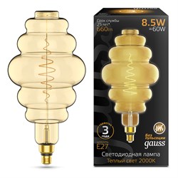 Лампа Gauss LED Filament Honeycomb 8,5W E27 Golden 2000K 161802105 - фото 95459