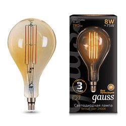 Лампа GAUSS LED Filament A160 8W 780Lm 2400К Е27 golden straight 149802008 - фото 95709