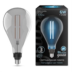 Лампа GAUSS LED Filament PS160 6W 330Lm 4000К Е27 gray straight 179802205 - фото 95738