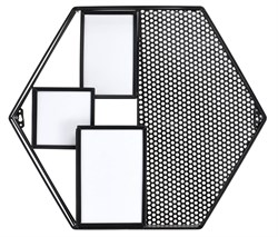 Полка QWERTY Шестигранник подвесная, с рамками для фотографий 46*8*40см черная 73847 - фото 95884