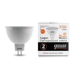 Лампа GAUSS LED Elementary MR16 3.5W 2700k 1/10/100 LD13514 - фото 96015