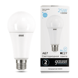 Лампа GAUSS LED Elementary A67 25W E27 6500K арт.73235 - фото 96612
