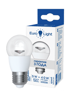 Лампа светодиодная Eurolight EL-233-G45-5-6K-E27-CL - фото 96682