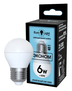 Лампа светодиодная Eurolight ELEC-513-G45-6-5K-E27-FR - фото 96963