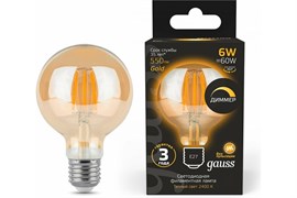 Лампа GAUSS LED Filament G95 6W 620Lm 2400К Е27 golden диммируемая 105802006-D