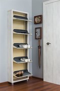 Шкаф для обуви Айрон Люкс 5-ти секционный (бук , окантовка бук, фасад Зеркало)