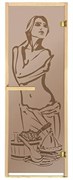 Дверь БАННЫЕ ШТУЧКИ из стекла Искушение 1,9х0,7 м, бронза матовая, 6 мм, 2 петли, прав. откр. 34019