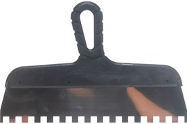 Шпатель DECOR с чёрной ручкой нержавеющая сталь 300мм зуб 10*10мм 311-4300