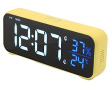Часы электронные ARTSTYLE со встр. аккум, инд-бел/син, с будильником, термо- и гигрометром, желтые