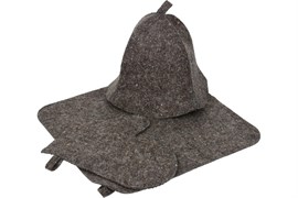 Набор Hot Pot из 3-х предметов (Шапка, коврик, рукавица) серый войлок 41345