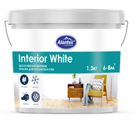 Краска ALANTEX Interior white для потолков и стен белоснежная матовая 1,3 кг