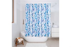 Штора MOROSHKA Akvarel для ванной комнаты тканевая 180х180см, голубой+белый 976-301-01