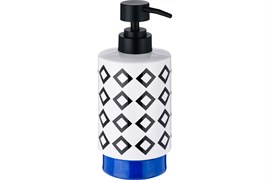 Дозатор для жидкого мыла MOROSHKA Memphis 7,5х7,5х17см, белый+черный+синий 905-308-01