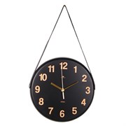 Часы настенные РУБИН Классика из металла с ремешком, d=27см, черный 2626-012