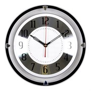 Часы настенные РУБИН Серебрянная классика круг прозрачный d=30см, рама хром 3124-101