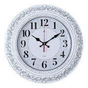 Часы настенные РУБИН Классика круг d=35см, корпус белый с серебром 3524-006