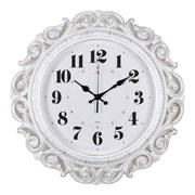 Часы настенные РУБИН Классика круг ажурный d=40,5см, корпус белый с серебром 4126-004