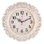 Часы настенные РУБИН Классика круг ажурный d=40,5см, корпус белый с золотом 4126-008