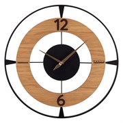 Часы настенные РУБИН Классика из металла, d=50см, открытая стрелка, черный+дерево 5009-001