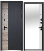 Дверь металлическая LUXOR 2МДФ Дуб Вертикаль зеркало 960мм правая
