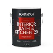 Краска полиакриловая матовая KOMANDOR INTERIOR BATH&KITCHEN 20 база С 2,7л TAL-93