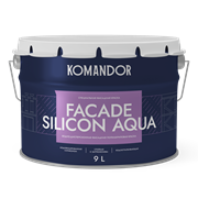 Краска полиакриловая глубокоматовая KOMANDOR FAÇADE SILICON AQUA База А 9,0л